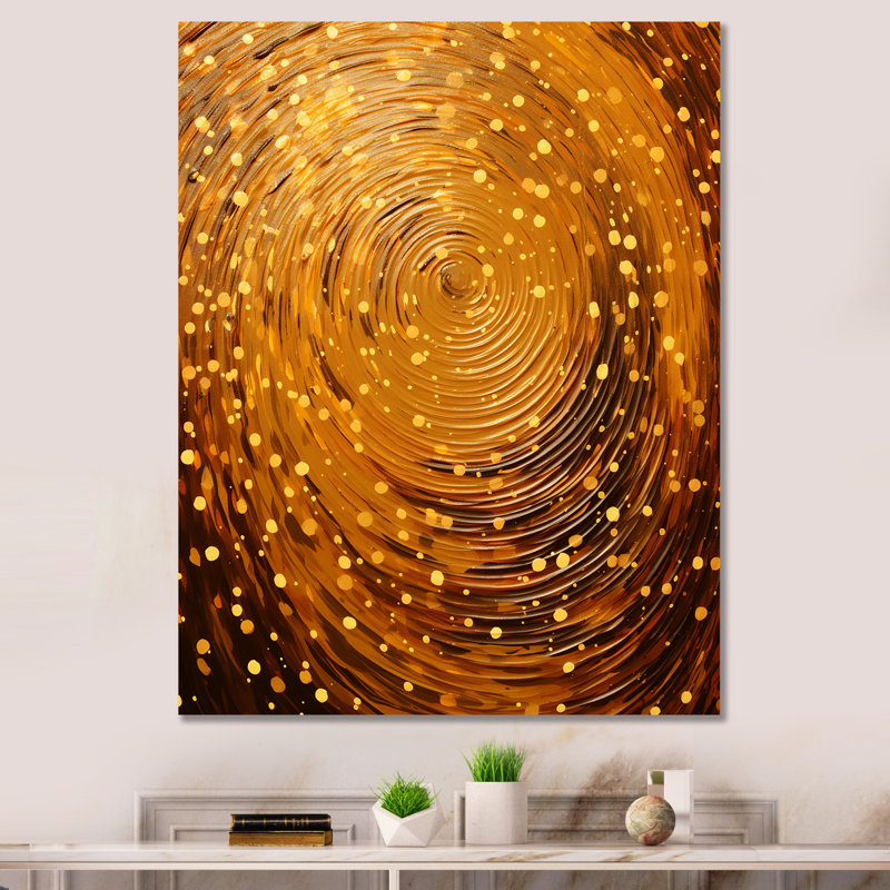 «Midnight Marigold Siral I - Abstract Collages», art mural, Toile tendue, 60" H x 40" W