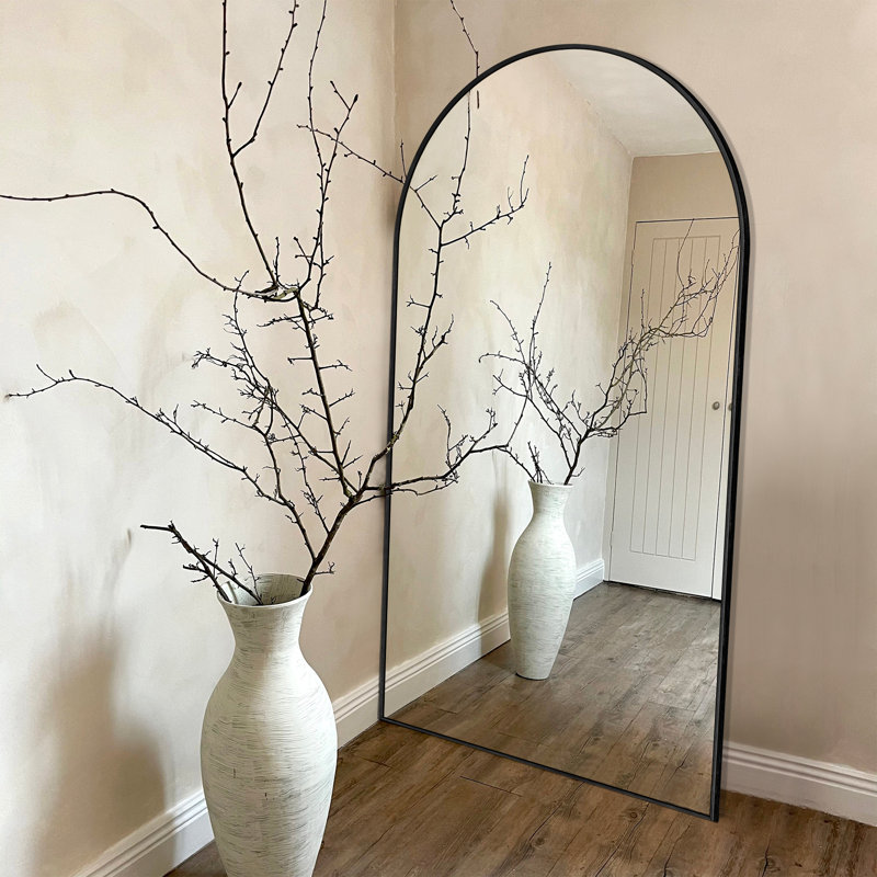 Large Arch Full Length Mirror with 3 Mounting Method, 71" x 32", Black