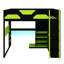 Lit mezzanine fonctionnel avec bureau d'étude, rangement à plusieurs niveaux, connectivité USB et lumières RVB personnalisables-488664343