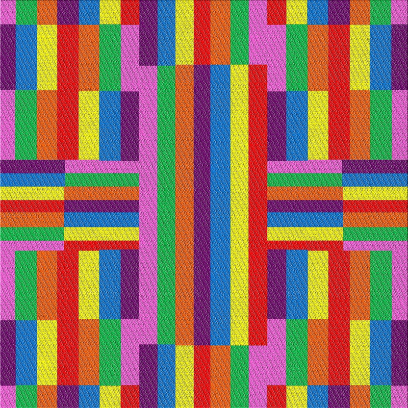 Rouge/vert/bleu Tapis décoratif, Carré 5 pi