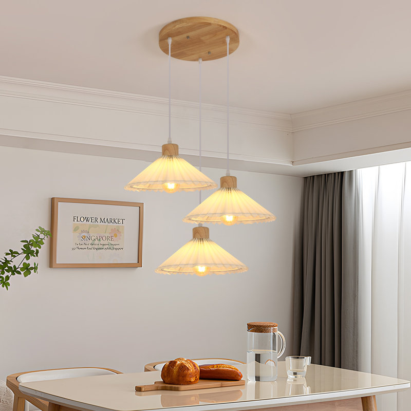 Pleated Fabric 3-Light Pendant Light – Elegant Design