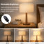 Lampe de table effilée en bois de noyer massif 17,5 "avec abat-jour tambour en lin, lampe de chevet moderne avec base E26 pour chambre à coucher, salon-1180501228