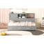 Lit de jour simple gris avec 3 tiroirs dissimulés, douilles et tablette supérieure mobile en bois-811955189