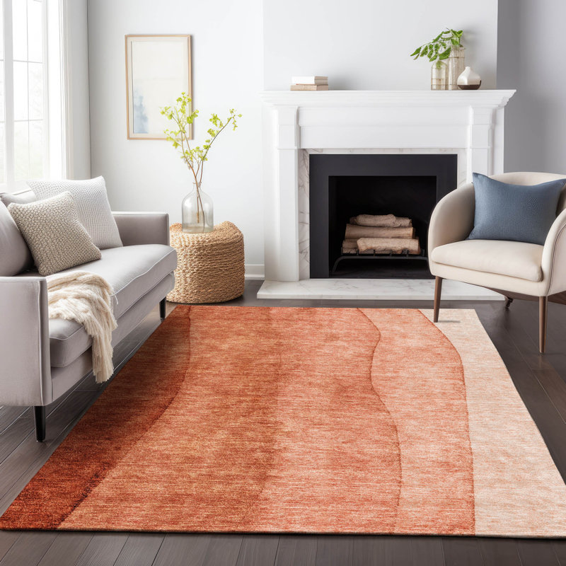 Premium Machine Washable Prisco Paprika Rug, Rectangle 5' x 7'6"