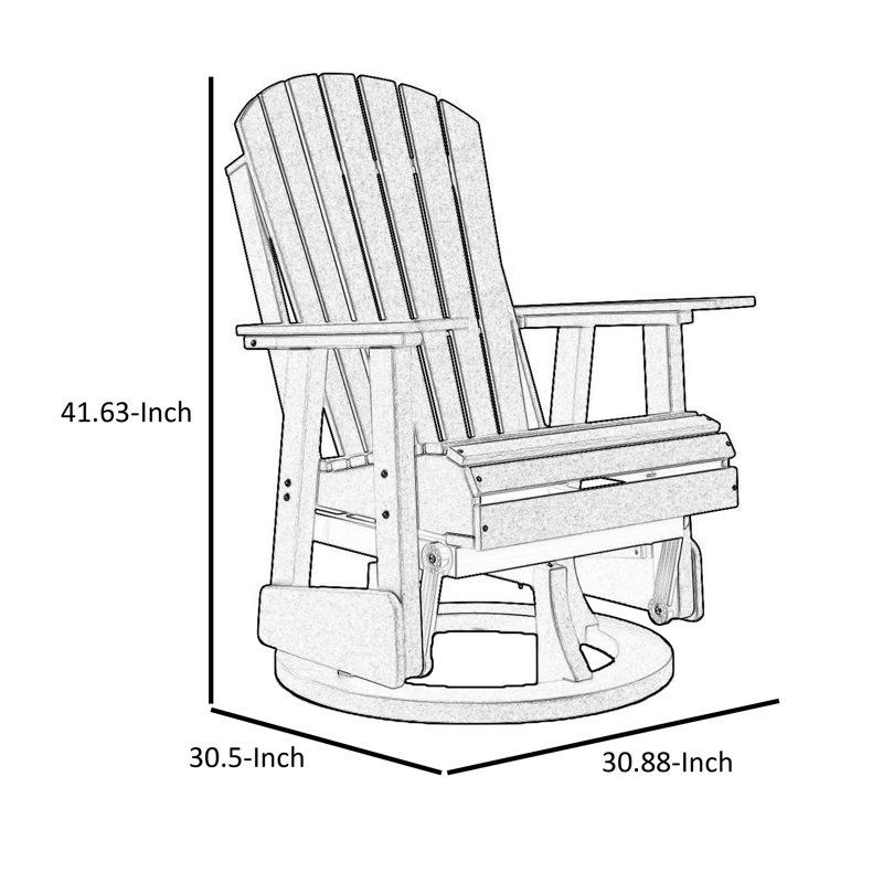 White HDPE Adirondack Outdoor Swivel Glider Chair