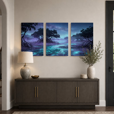 Ensemble de 3 toiles murales Mystic River Art pour salon, chambre et décoration intérieure