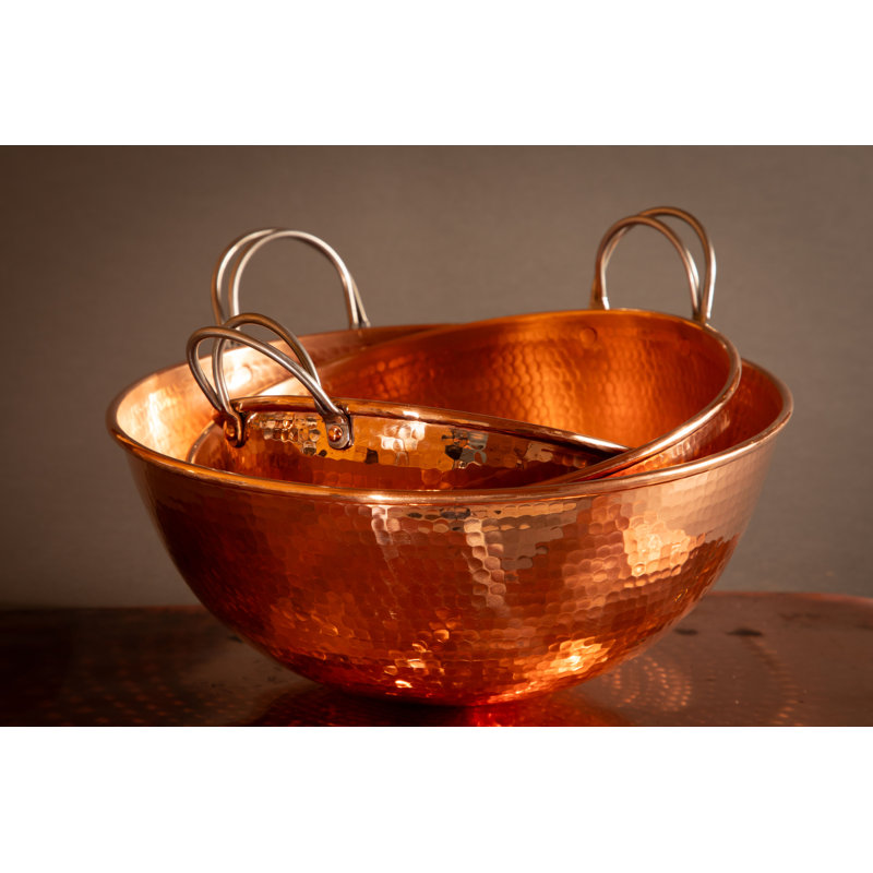 Copper Mixing Bowls, 3 Bowl Set