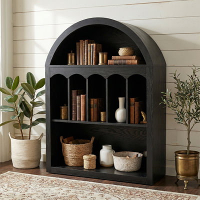 40" Small Arch Bookcase with Display Shelves  for Living Room, Bedroom Or Entryway