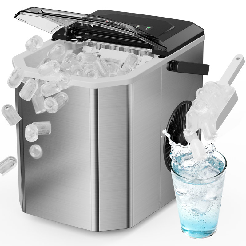 Machine à glaçons portable - production rapide 26LBS / 24H, compatible WiFi avec contrôle intelligent pour la maison et les voyages