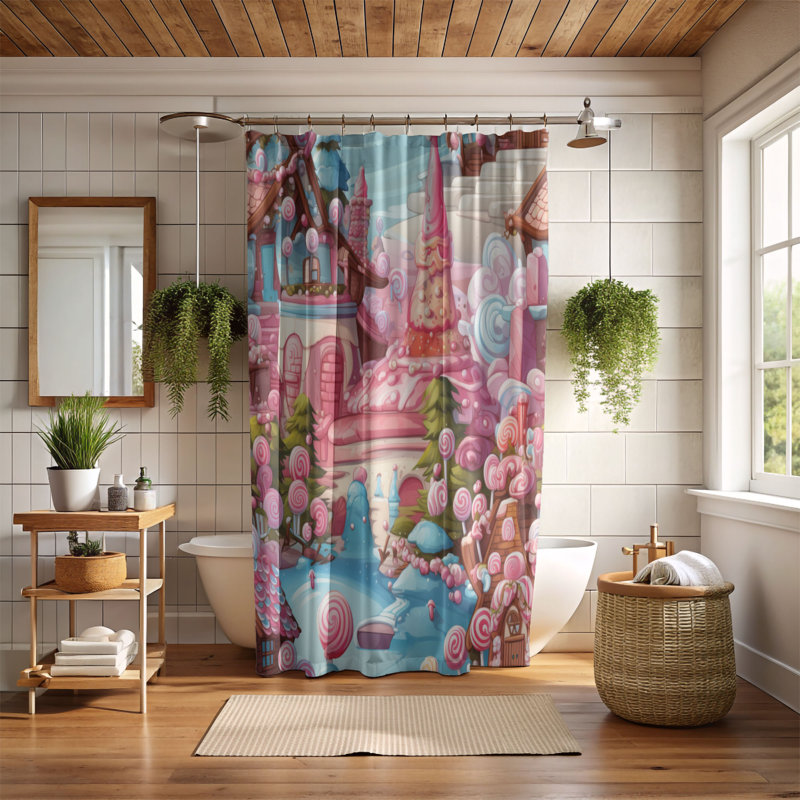 Rideau de douche Gingerbread Wonderland - Premium, H 74 po x l 71 po
