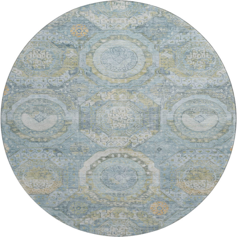 Premium Machine Washable Honig AMF1661 Panel Rug, Round 8'