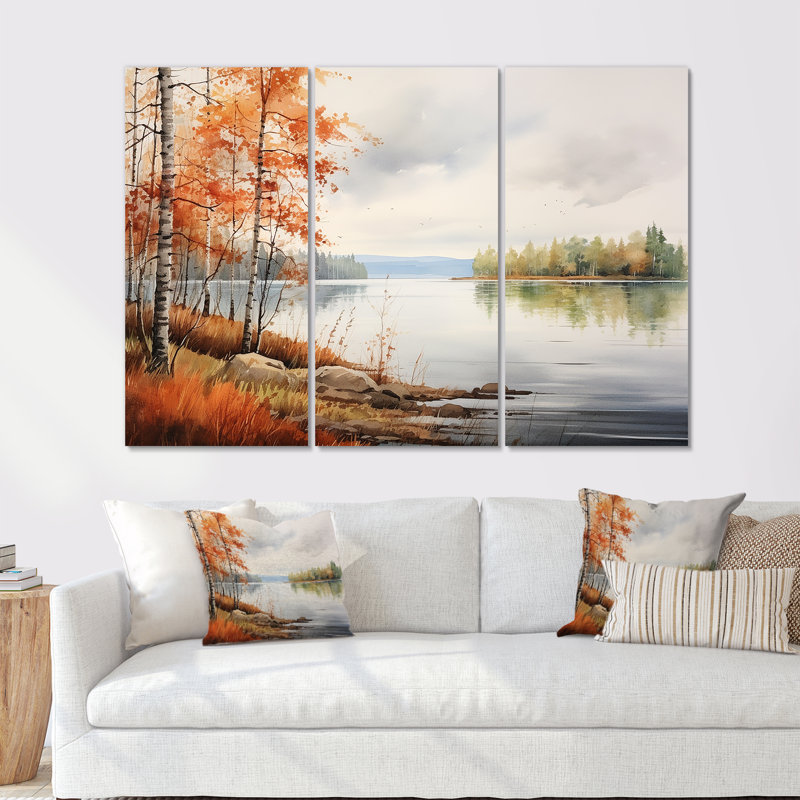 Ensemble de salon scandinave Lake Tranquility II - River Wall Art, H 28 po x l 36 po x P 1 po, Toile tendue