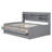 Full Size Captain Bed with Bookshelves & 3 Drawers, Wooden Storage Bed with Trundle-1927632070