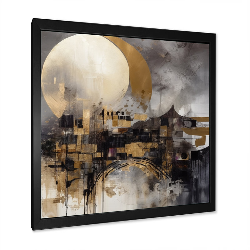 «Otman Exploration The Evolving Golden Moon I», reproduction d'art sur toile, Cadre photo noir, H 30 po x l 30 po x P 1 po