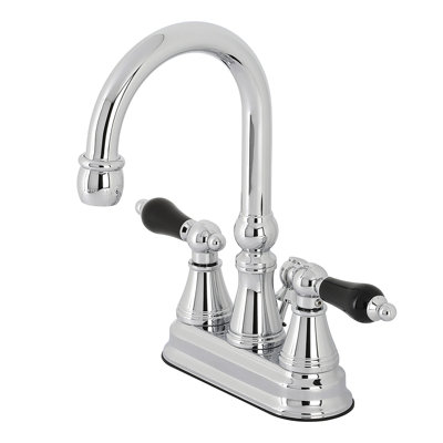 Kingston Brass Duchess Two-Handle Deck Mount 4" Centerset Bathroom Faucet with Brass Pop-Up
