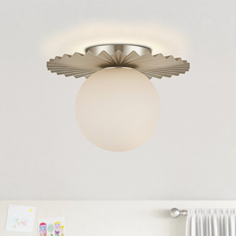 Abbey 9.8" W 1-Light Dimmable Glass Globe Flush Mount, Brushed Nickel