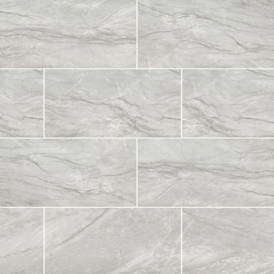 Carrelage mural et de sol Marnix Gravelle de 12 po x 24 po, aspect pierre, en porcelaine polie