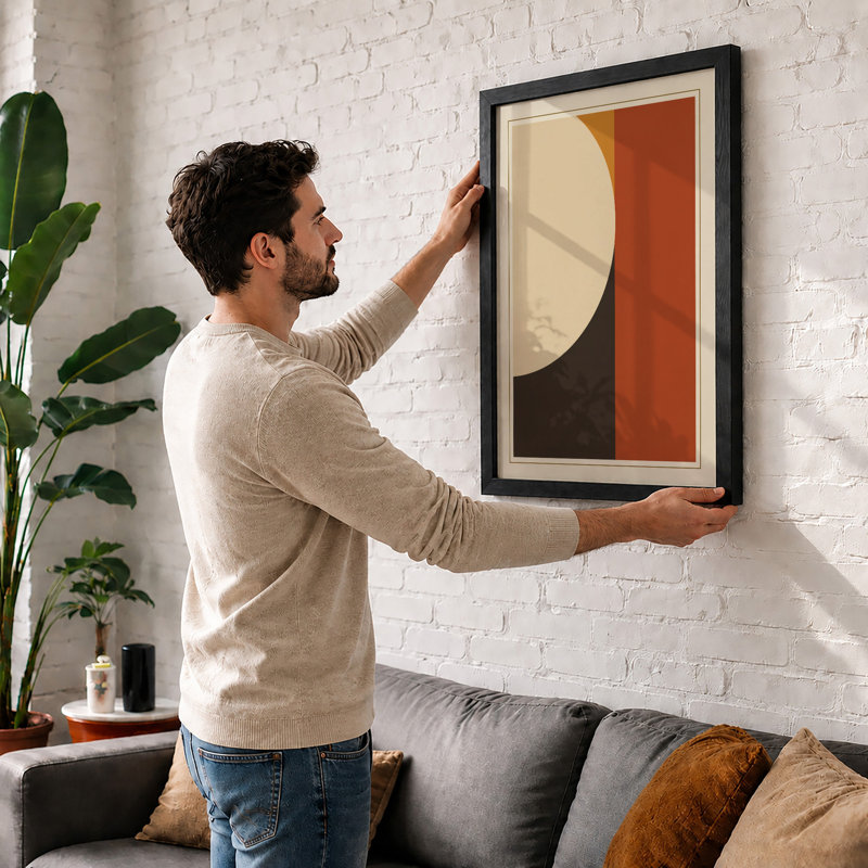 Curved Geometry Mid-Century - Print, A3 - 42.0 x 29.7 cm, White