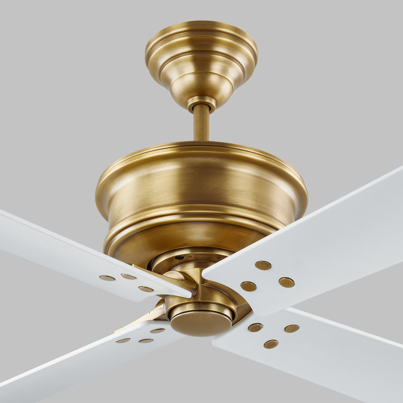 Downrod Ceiling Fan, Hand Rubbed Brass