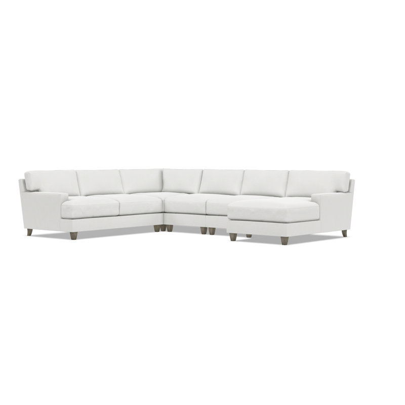 Bernhardt Mila 5-Piece Fabric Sectional, 33.5" H x 137" W x 107" D, Right Hand Facing, White Polyester Blend