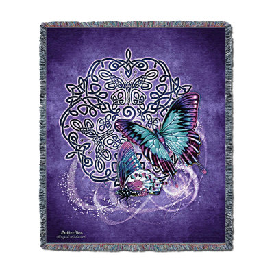 Couverture papillon celtique Pure Country Weavers par Brigid Ashwood - Jeté en tapisserie tissée en coton - Fabriqué aux États-Unis (60x50)