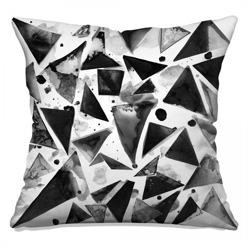 Black Ink Triangles Double Sided Throw Pillows, 16 x 16 inches