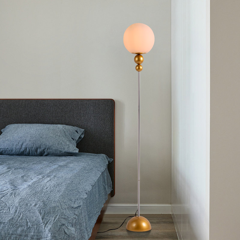 Modern Globe Glass Shade Floor Lamps For Living Room,  Gold