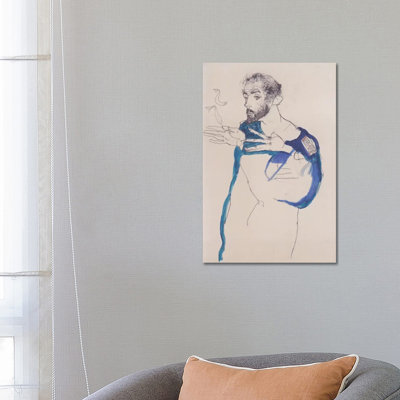 Gustav Klimt Im Blauen Malerkittel by Egon Schiele - Wrapped Canvas Rectangle Painting