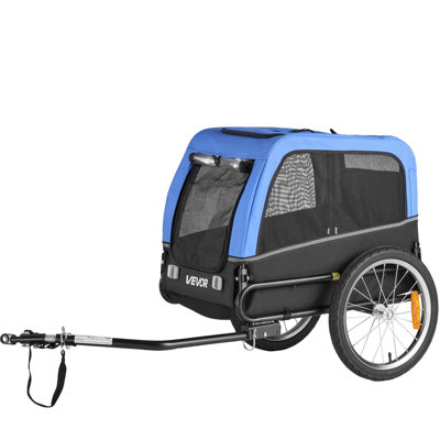 Remorque pour chien, supportant jusqu'à 66 lb, chariot de transport pour animaux de compagnie pour petits et moyens chiens, cadre pliable facile avec roue à dégagement rapide, coupleur de vélo universel, réflecteur, drapeau, laisse interne