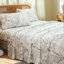 Ensemble de draps 100% coton grand format - ensemble de literie à motif floral vert rétro 4 pièces, tissage percale doux et respirant, drap-housse à poche profonde de 17,5 po, sensation fraîche et fraîche, élégance botanique raffinée-123314856-123314862