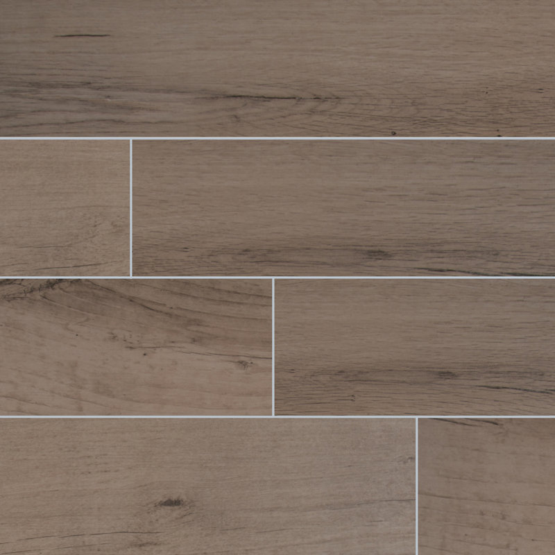 Juniper 6 in. x 36 in. Matte Porcelain Wood Look Floor and Wall Tile, Dew