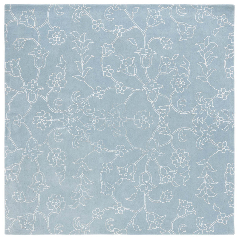 Fifth Avenue Hand Tufted New Zealand Wool Floral Rug, Square 7'