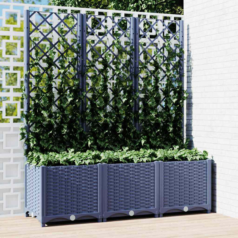Latitude Run® Garden Planter With Trellis PP, Dark Gray, 53.5" H x 47.2" W x 15.7" D, Without Wheels