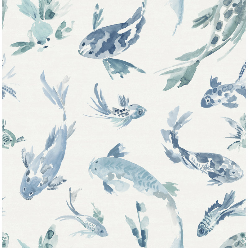 Beach Rose Floral Fruits Wallpaper, Blue 