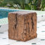 Table d'appoint d'extérieur résistante aux intempéries Mgo - Grain de bois ciselé à la main, conception carrée écologique