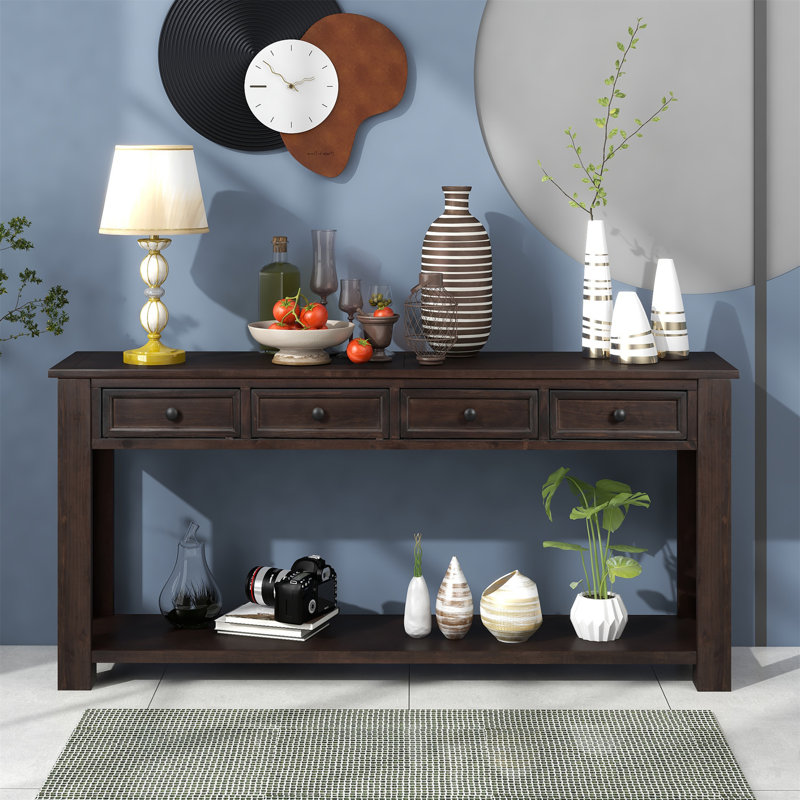 Console / canapé avec tiroirs de rangement et tablette inférieure pour le vestibule, Espresso