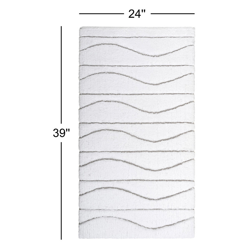 Opera Abstract Bath Rug, White, 24" W x 39" L