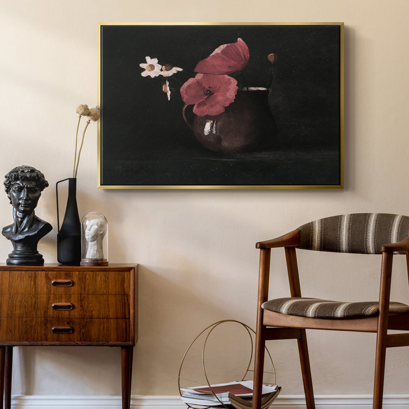 Botanique rétro - XL, Toile avec cadre flottant or, 17" H x 25" W