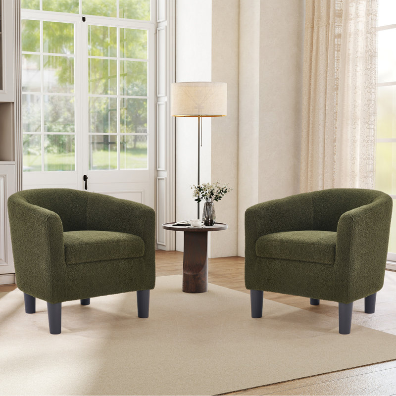 Roldao 25.2" W Classic Comfort Upholstered Accent Chair With Curved Back, Green
