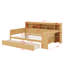 Lit de jour double avec tablettes de rangement, lit multifonctionnel avec deux tiroirs de rangement-114346510