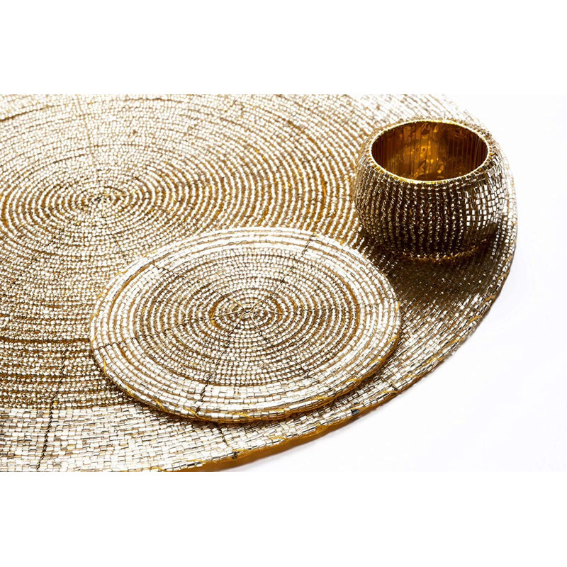 Dex Glass No Pattern Round Placemat, Gold