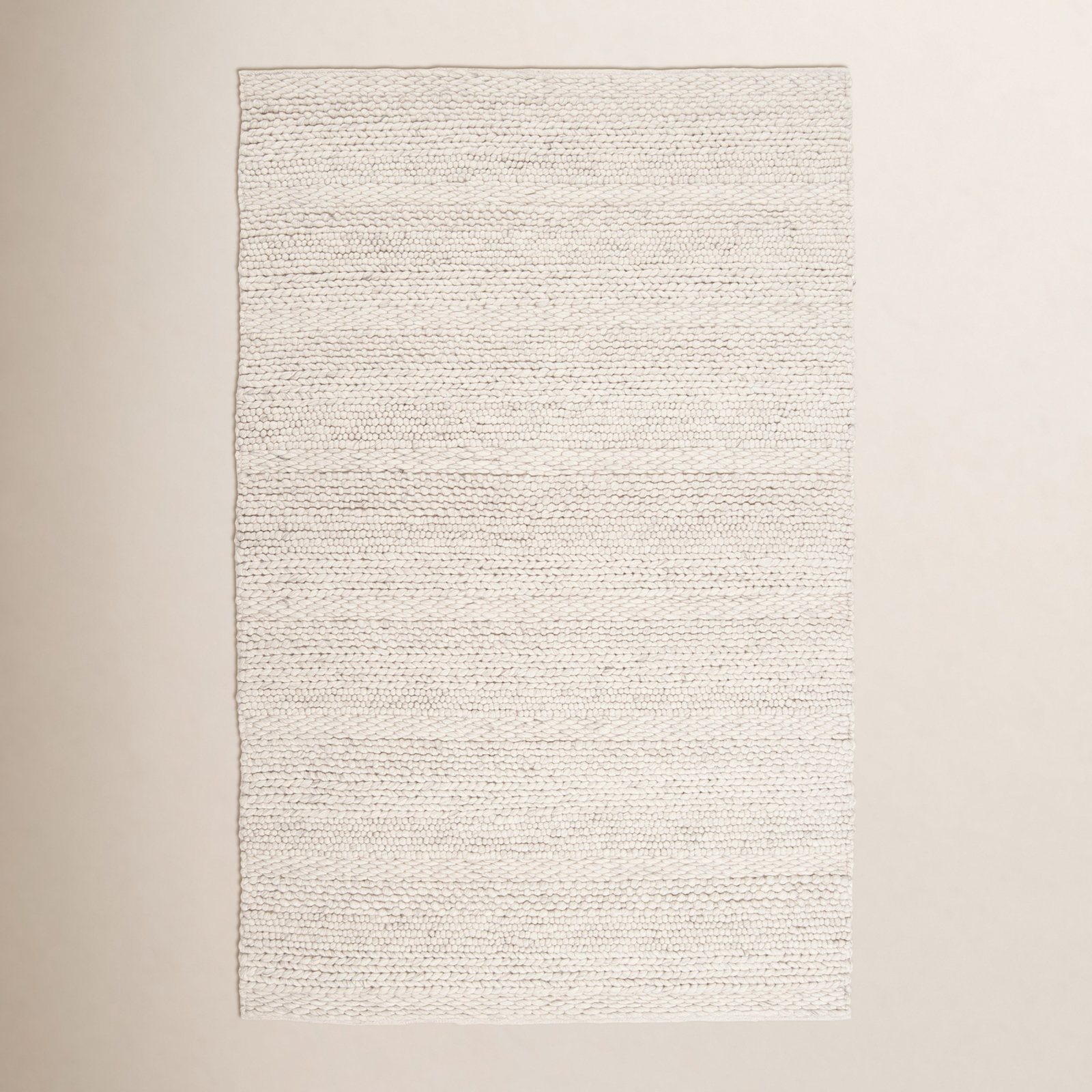 Zekia Ivory Hand-Woven Wool Rug, Rectangle 9' x 13'