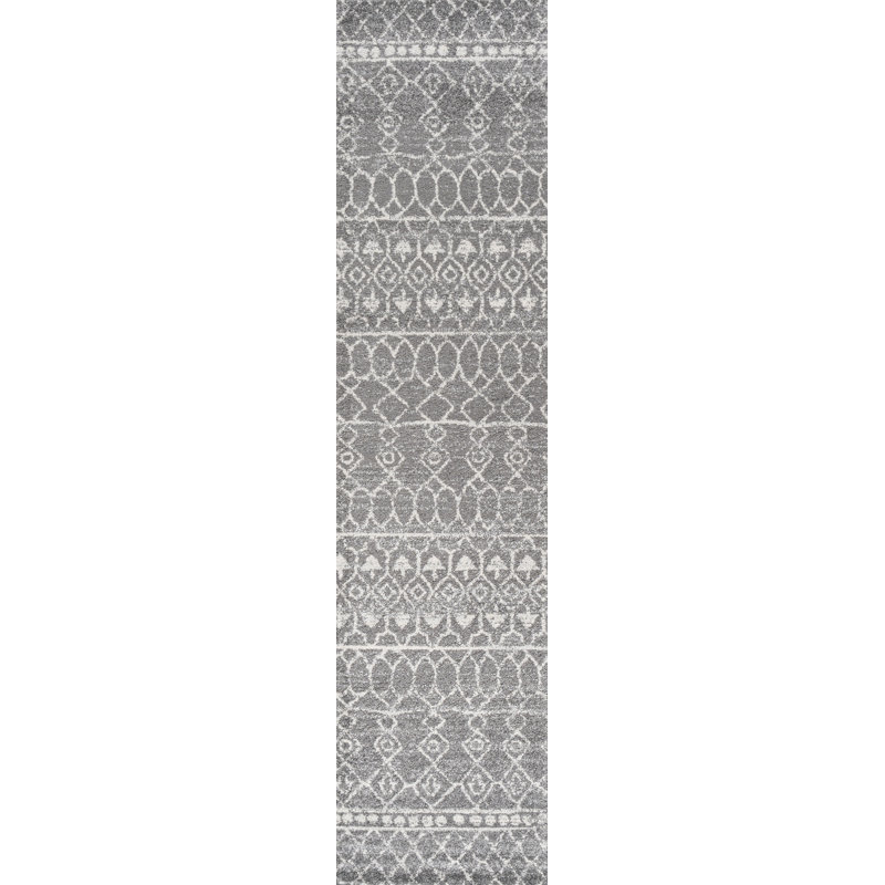 Bouton Moroccan Beni Souk Gray/Cream Rug, Runner 2'3" x 8'