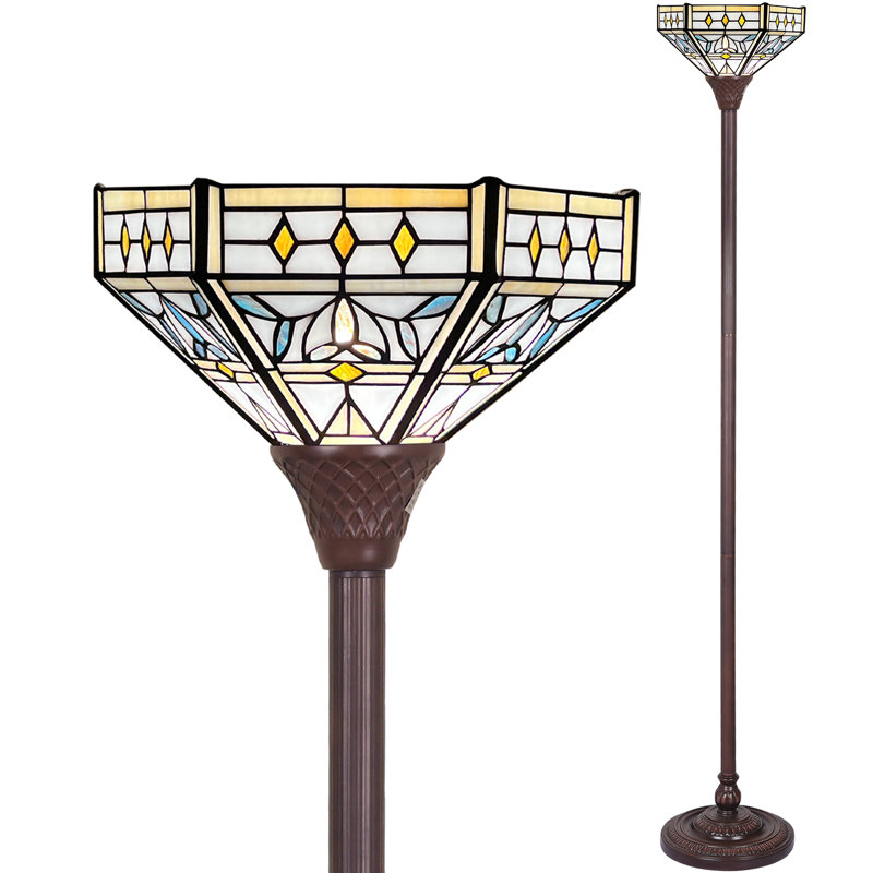 Lampe sur pied Tiffany Torchiere Mission Hexagon
