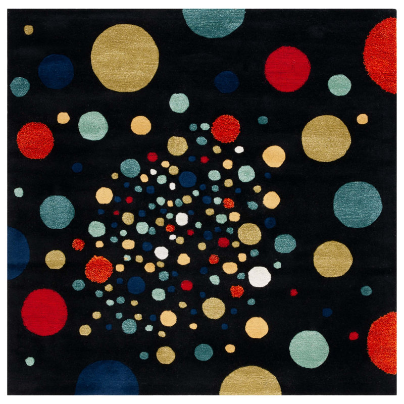 Amier Hand Tufted Wool And Viscose Polka Dots Rug, Square 6'