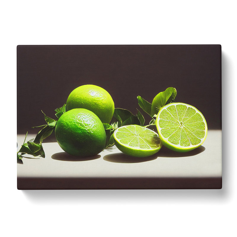 Sliced Lime Fruit - Wrapped Canvas Print, 40cm H x 60cm W x 3cm D