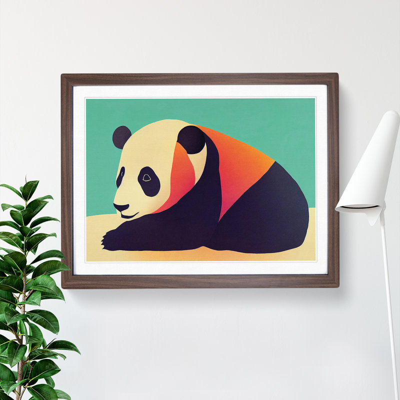 Abstract Panda Vol.2 - Framed Print, 25cm H x 34cm W x 2cm D, Walnut