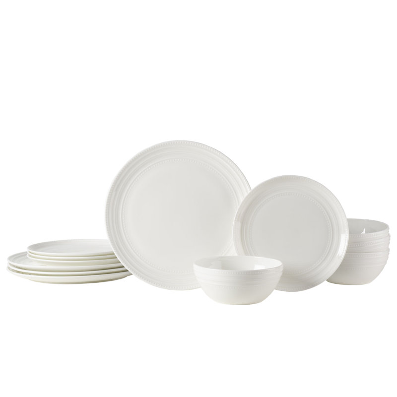 Mikasa Kamryn 12-Piece Lightweight Chip-Resistant Bone China Dinnerware Set, Service for 4