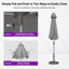 Parasol de marché rond semi-automatique 11,5 pi, pôle argent, rond, de luxe, pour piscine de jardin avec terrasse, gris-149625063-155071280