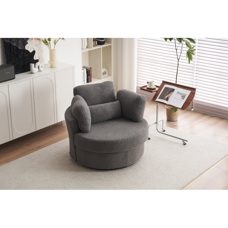 Upholstered Accent Chair, Medium Grey Teddy